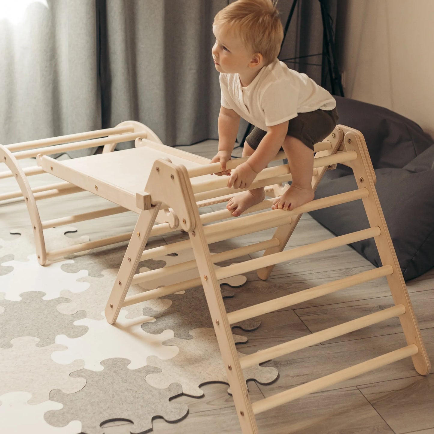 Kletter-Komplettset Tigersprung: mit Tigerbrücke medium und Tigersteg (Sprossen)