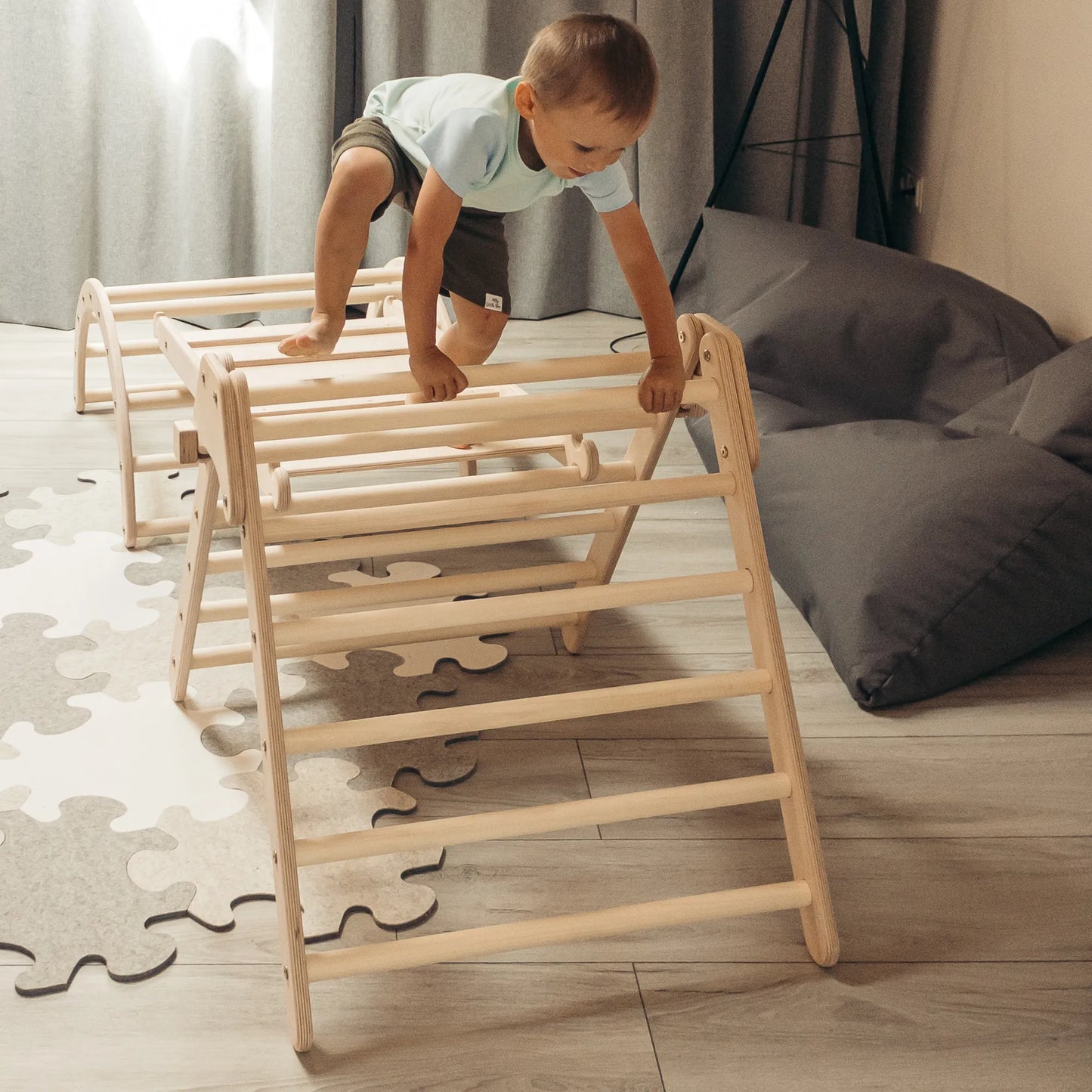 Kletter-Komplettset Tigersprung: mit Tigerbrücke medium und Tigersteg (Sprossen)