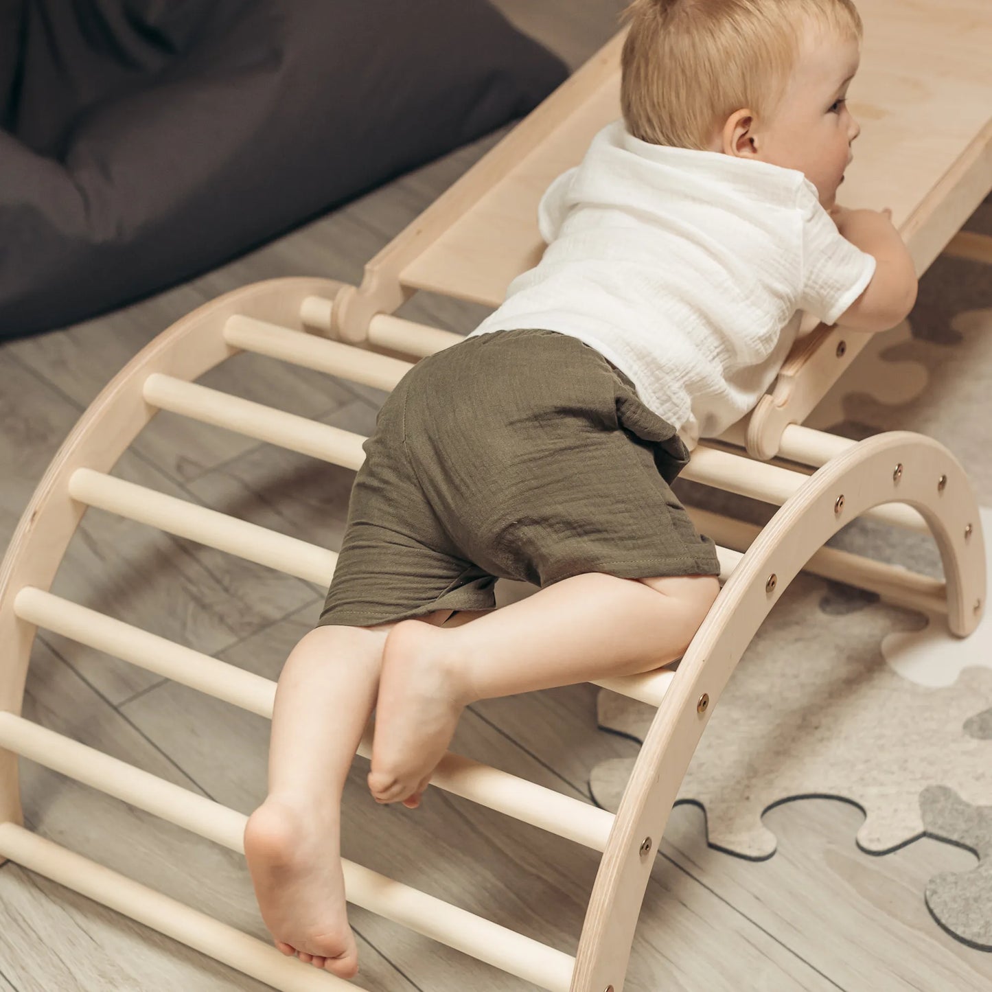Kletter-Komplettset Tigersprung: mit Tigerbrücke medium und Tigersteg (Sprossen)
