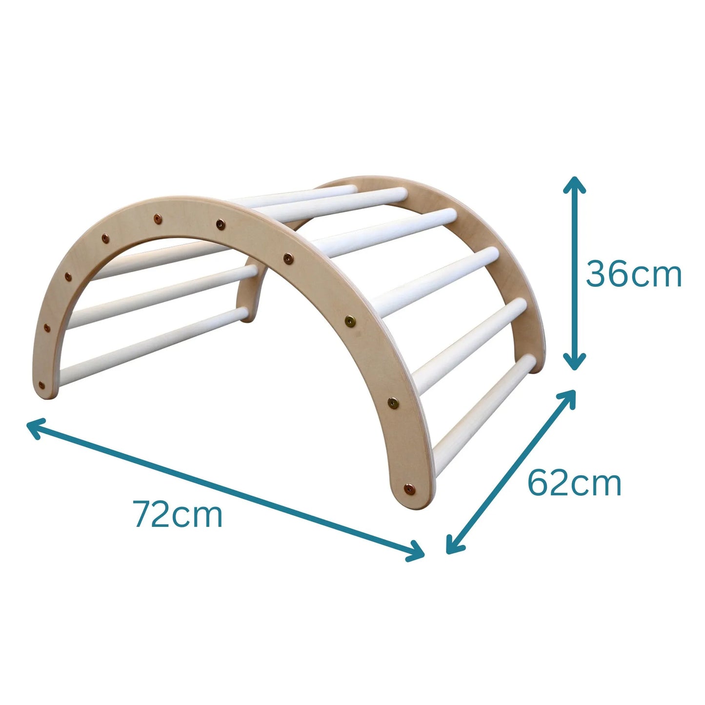 Maße von Kletterbogen Klettertiger Tigerbrücke medium: Größenangaben zu den Dimensionen Breite, Tiefe, Höhe vom Holzspielzeug