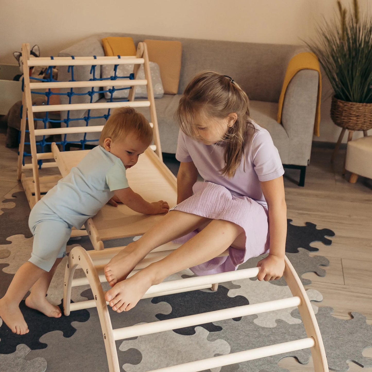 Kletter-Komplettset Tigerfels XL Set A: mit Tigerbrücke XL und Tigersteg (Sprossen)