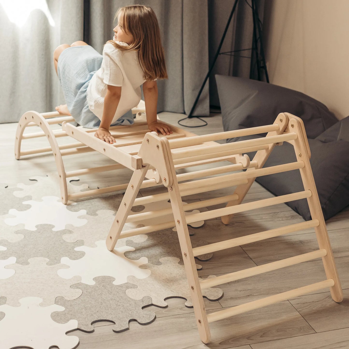 Kletter-Komplettset Tigersprung: mit Tigerbrücke medium und Tigersteg (Sprossen)