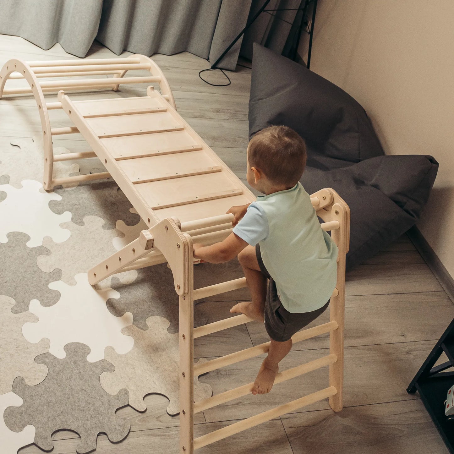Kletter-Komplettset Tigersprung: mit Tigerbrücke medium und Tigersteg (Sprossen)