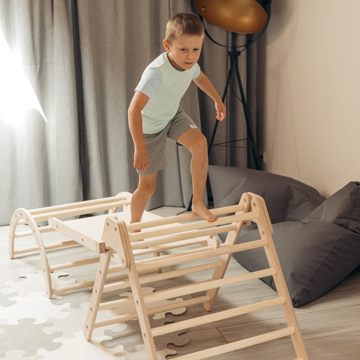Kletter-Komplettset Tigersprung: mit Tigerbrücke medium und Tigersteg (Sprossen)