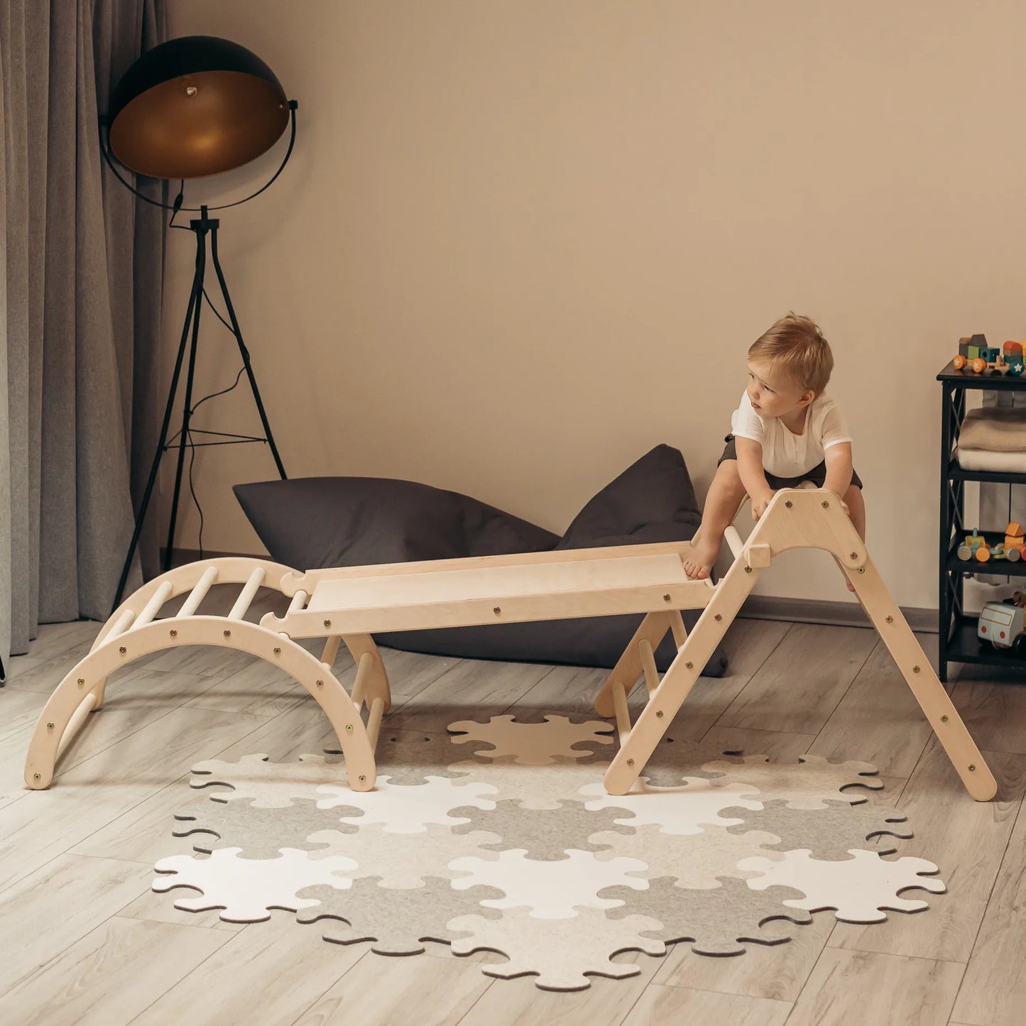 Kletter-Komplettset Tigersprung: mit Tigerbrücke medium und Tigersteg (Sprossen)