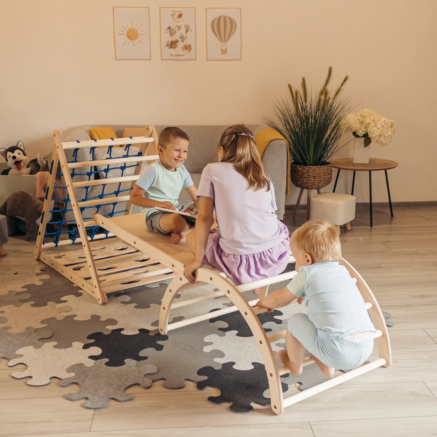 Kletter-Komplettset Tigerfels XL Set A: mit Tigerbrücke XL und Tigersteg (Sprossen)