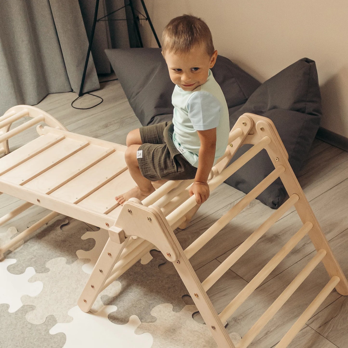 Kletter-Komplettset Tigersprung: mit Tigerbrücke medium und Tigersteg (Sprossen)