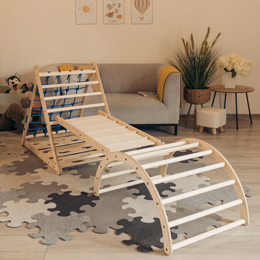 Kletter-Komplettset Tigerfels XL Set A: mit Tigerbrücke XL und Tigersteg (Sprossen)
